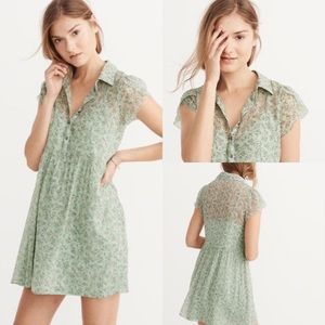 Abercrombie & Fitch mint floral baby doll dress